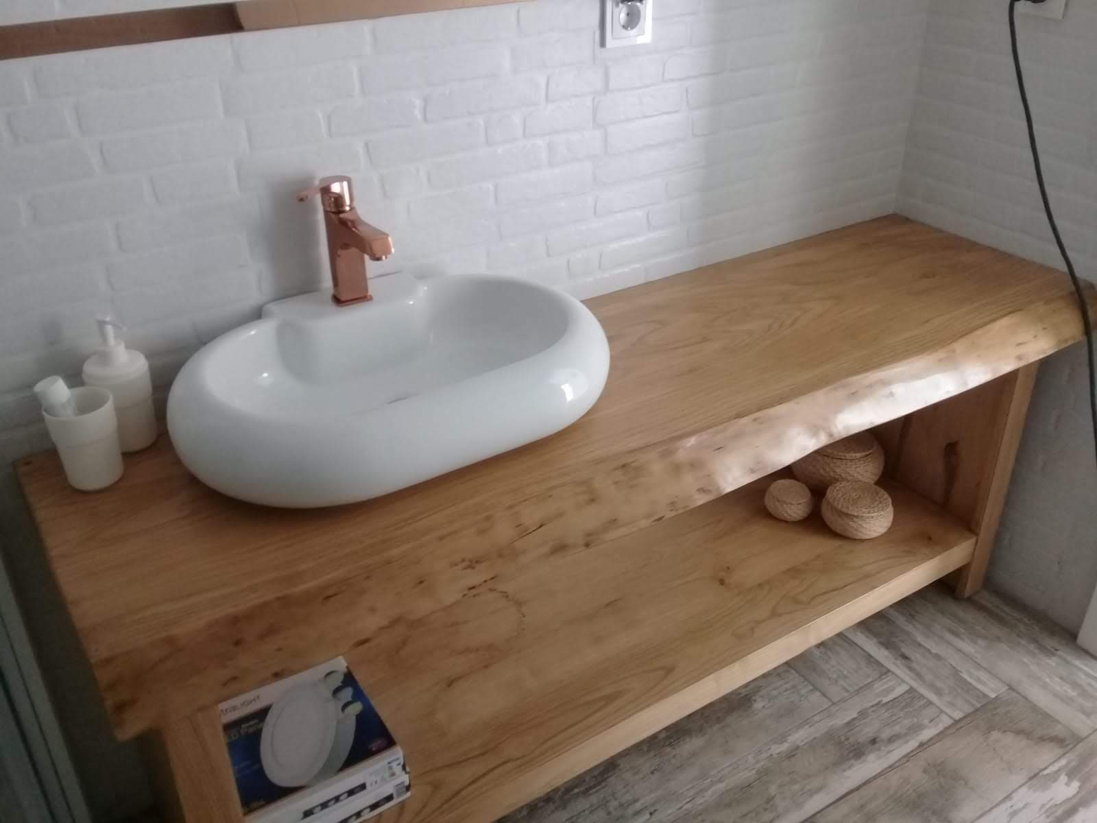 Doğal Ahşap Lavabo Tezgahı